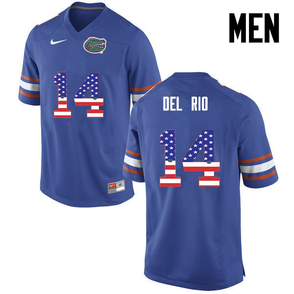 Men Florida Gators #14 Luke Del Rio College Football USA Flag Fashion Jerseys-Blue - Click Image to Close
